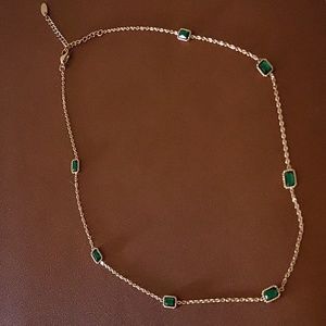 New 18in Gold and Emerald Station Necklace